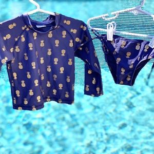 NEW Baby pineapple rash guard set 12 months